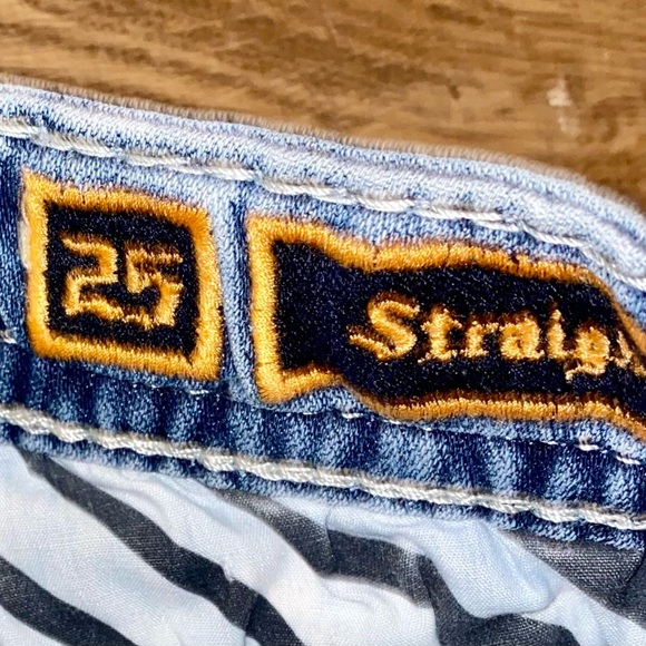 ROCK REVIVAL BARBILA STRAIGHT METALLIC SILVER LACE FLAP POCKETS RHINESTONES 25 - Picture 7 of 8